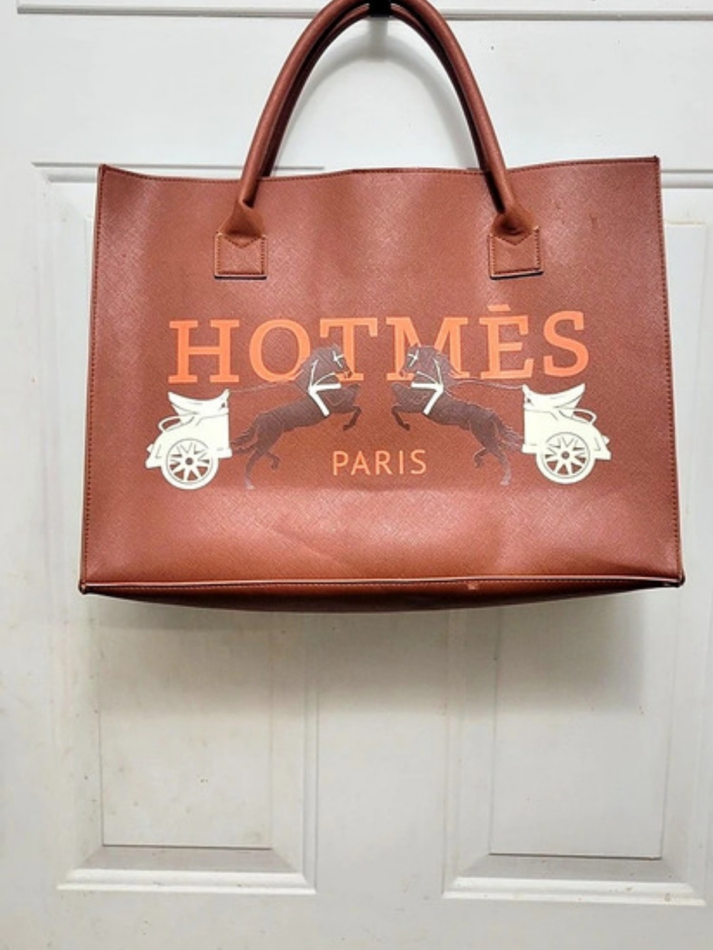 HOTMES Vegan Leather Tote Animal Print Tote in Brown